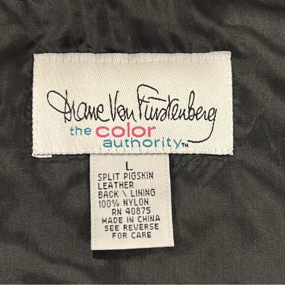 Diane VonFurstenberg vintage color authority green leather front vest Large - Picture 4 of 5